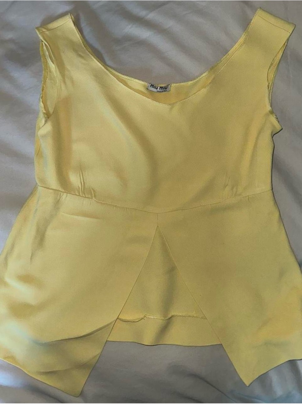 Miu Miu 2004 Pale Yellow Sleeveless Peplum Camisole